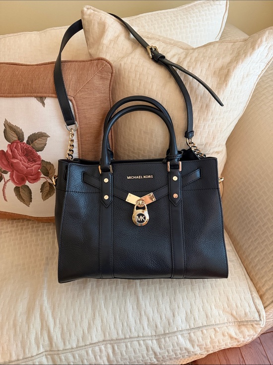 Michael Kors Handbags - Michael Kors Black Leather Satchel with Gold-Tone Accents